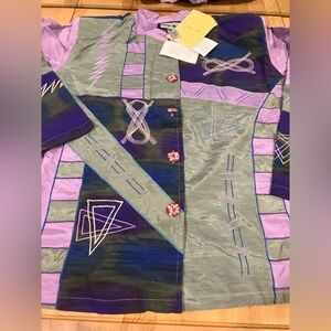 NWT Indigo Moon Colorful Women's Woven Jacket with Geometric Patterns Color Sage
